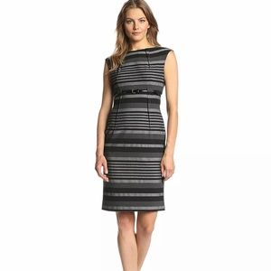 Calvin Klein Gray and Black Striped Sheath Dress in Size 6